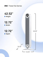 Dreo Tower Fan for Bedroom, Upgrated DC 9 Speeds Ultra-Quiet Floor Fan, 90° Oscillating Fans for Indoors with 28ft/s Velocity, 12H Timer, Standing Fans, Bladeless Fan Powerful for Home Office Room