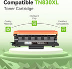 swiss toner Compatible TN830XL TN830 TN830 XL TN-830 TN-830XL Toner Cartridges Replacement for Brother DCP-L2640DW HL-L2460DW L2480DW MFC-L2820DW XL HL-L2405W HL-L2400D 2465DW Printer, 4 Pack Black