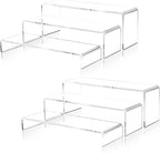 LFTYTUO 2 Set Large Acrylic Clear Display Risers, 3 Sizes 12" Rectangular Showcase Collectibles Display Shelf, 5mm Thick Desktop Display Stand Holder for Figures, Jewelry, Perfume, Toys
