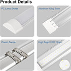 colmeguna 4 Packs 4FT LED Batten Light, Ultra-Thin Ceiling Surface Mounted Light, 40W, 4000K, IP20, LED Ceiling Lamp for Garage, Shop, Hallway, Office, Market, ver2