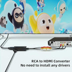Kirzi Female RCA to HDMI Out Cable Converter Adapter with HDMI and RCA Cables, CVBS Composite AV to HDMI Converter