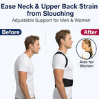 Back Posture Corrector Brace for Men & Women, Back-Anchored Shoulder Support, 3.1-Inch Wide Straps, Adjustable Upper Straightener & Lower Spine Support to Help Reduce Slouching, Wear Under Clothes
