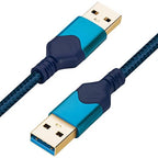 ROFICORD USB 3.0 Male to Male Cable, USB A to USB A High Speed Data Cord Compatible with Hard Disk Drive/Laptop Cooler/Set-top Box/DVD Player/TV/Camera and More (5 FT, Blue)