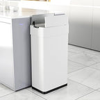 TLSUNNY 13.2 Gallon Automatic Trash Can, Stainless Steel Motion Sensor Garbage bin, Smart Trash Can W/Butterfly Lid, Bag Retainer Ring and Display Light for Living Room,Kitchen,Office (White, 50L)