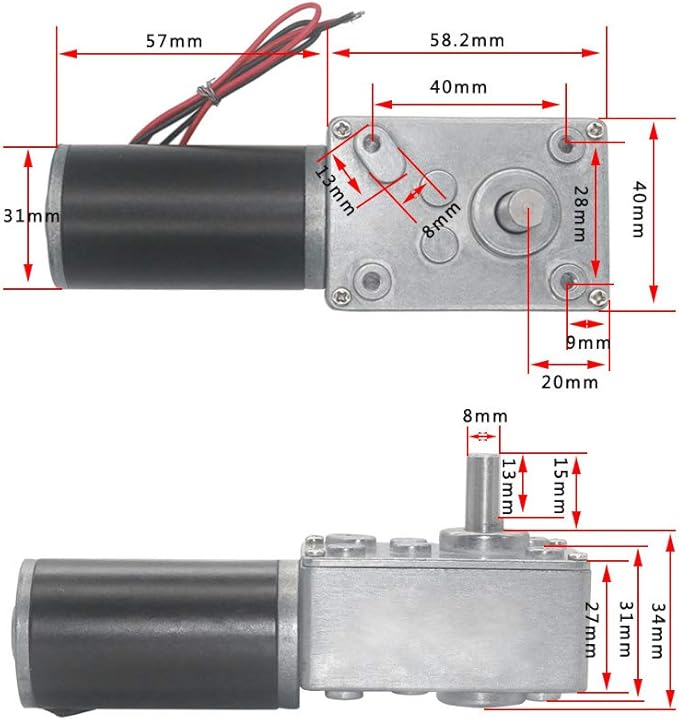 Reversible Gear Motor, 24V 8mm Shaft Gear Motor High Torsion Speed Reduce Electric Motor for Curtain Machine Advertising Equipment Window Opener Smart Device (500RPM)