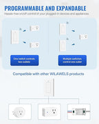 WILAWELS Remote Control Outlet Wireless Light Switch, Removable Remote Outlet Switch Kit for Lamps, Lights, Appliance, Expandable, 100ft RF Range, FCC Listed (1 Controller + 2 Outlets) W08RC1206