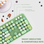 Green Wireless Keyboard and Mouse, KOOTOP Cute Green Colorful Keyboard and Mouse, 2.4G Wireless Keyboard with Retro Round Keycap for PC, Mac, Laptop,Tablet,Computer Windows (Green)
