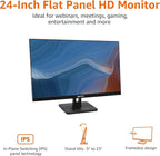 Amazon Basics 24-inch IPS Monitor 75 Hz Powered with AOC Technology FHD 1080P HDMI, Display Port and VGA Input VESA Compatible Built-in Speakers for Office and Home, Black