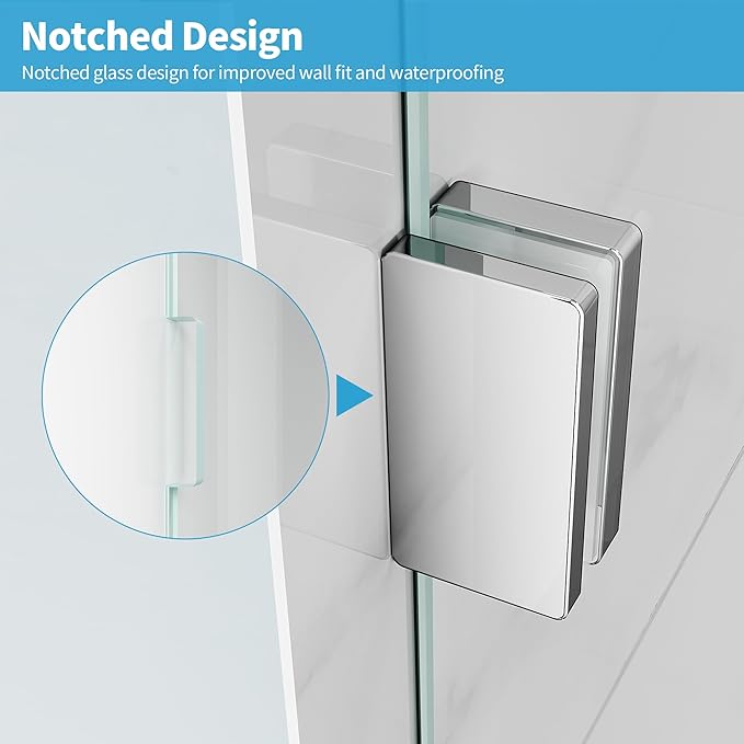 Shower Glass Panel, 32" W x 78.75" H Fixed Shower Screen Panel with 3/8"(10mm) SGCC Clear Tempered Glass, Frameless Walk in Shower Door for Bathroom (Chrome, 32" W x 78.75" H)