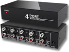 FlyroadUp 3.5mm Aux + RCA L/R Audio Splitter 1 in 4 Out Stereo Analog Audio Distributor Box