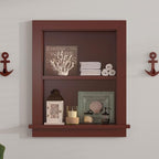 Recessed Medicine Cabinet Inset,Bathroom Wall Niche Insert for Drywall,14x18 Bathroom Medicine Cabinet Shelf Wood Replacement,in Wall Cabinet with Storage for Restaurant/Kitchen,Brown