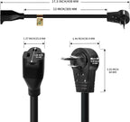 Nekteck 360° Rotating Flat Plug Extension Cord 1 Foot, 14AWG 3 Prong Extension Cord, Low Profile Right Angle Power Cord, Flat Extension Cord Grounded Wire, 15A- UL Certified, Black