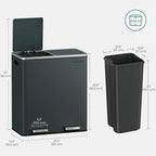 SONGMICS Trash Can, 2 x 8 Gallon (2 x 30 L) Garbage Can for Kitchen, with 15 Trash Bags, 2 Compartments, Plastic Inner Buckets and Hinged Lids, Airtight, Greenish-Gray ULTB60GS02