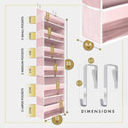 HOMELUX THEORY UPGRADED 6 Tiers Over The Door Organizer Hanging - 100D EXTRA THICK & 50lbs HUGE CAPACITY, 12 Side Mesh Pockets Over The Door Shoe Organizer, Hanging Closet Organizer (Baby Pink, 1pc)