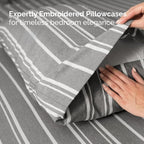 Split Head King Sheet Set – 4 Piece Flex Split Top King Sheets for Adjustable Beds - Fits 14” to 16" Mattress w/ Deep Pockets - Breathable & Cooling - Luxury Bedding and Wrinkle Free - Grey Stripes 3