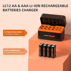 XTAR Rechargeable aa Batteries and Charger 8Pack 3600mwh pilas recargables aa LC12 1.5V AA AAA Battery Charger Kit (Charger+8AA)