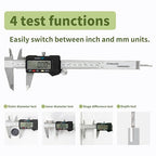 SCITOOLS Digital Caliper 0-6" Measuring Tool with Metal Ruler, Micrometer Caliper with Auto-Off Feature, Interchangeable Between inches and millimeters for DIY/Household and 3D Printing, Black