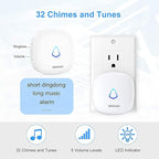 Wireless Motion Sensor Door Chime: Business Entry Doorbell Indoor Motion Detector Alarm Buzzer Store Entrance Alert Bell (1000Ft Range, 32 Tunes, 5 Level Volume) 1 sensors 2 Receiver