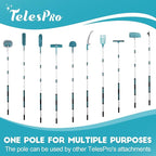 TelesPro 20 Feet High Reach Window Squeegee with 5-12Ft Extension Pole, Window Cleaner Tool with 3-Stage Telescoping Pole, Window Cleaning Kit with Rotatable Head (2 Squeegee & 2 Microfibre Cloths)