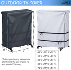 JINLI 65-70 inch outdoor TV trolley cover, courtyard TV cover, Oxford fabric waterproof and dustproof, triple windproof design, compatible with rolling/mobile stand