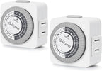 G-Homa Timers for Electrical Outlets,24 Hour Indoor Plug-in Mechanical Timer,30 Minute Intervals, Daily On/Off Cycle,1 Polarized Outlet, for Grow Light,Christmas Lights, Lamps (ETL Listed) 2 PACK