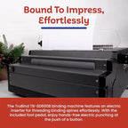 TruBind Heavy Duty Coil Binding Machine with Electric Punch & Coil Inserter and Foot Pedal | 25 Sheet Punch Capacity | Bind up to 500 Sheets | 46 Fully Disengageable Dies | 4:1 Pitch | 1-Year Warranty
