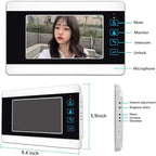 AMOCAM Video Doorbell Intercom System, 7 Inches Alloy Panel Monitor HD Camera Wired Video Door Phone Kits, Support Unlock, Monitoring, Dual-Way Intercom Indoor Outdoor for Villa Office Apartment