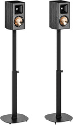 Pegzone Height-Adjustable Speaker Stand Pair from 28.6" to 46.1",22lbs Capacity,Bookshelf Speaker Stands for Surround Sound, Two Feet Avaliable, Easy Installation, Black