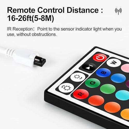 44 Key LED Strip Light Remote Controller, IR Wireless Dimmer with 4-Pin Output for RGB 3528 5050 5630 LED Tape Lights, 12V/24V DC5-24V Power Supply Replacement Remote