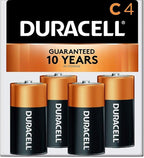 Duracell Coppertop C Batteries, 4 Count Pack, C Battery with Long-Lasting Power, All-Purpose Alkaline C Battery for Household and Office Devices (Pack of 2)
