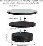 JAYEGT 3 in 1 Motorized Rotating Display Stand with 5.74/7.08/8.66 inch Replacement Mirror Cover， 22lbs Load , 360 Degree Electronic Turntable for Photography Products Shows, Jewelry (Mirror/3 in1 / Black/ NO Remote controller)