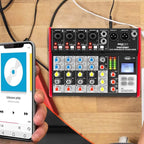 PYLE Studio Audio Sound Mixer Board - 6 Channel Bluetooth Compatible Professional Portable Digital DJ Mixing Console w/ USB Mixer Audio Interface - Mixing Boards For Studio Recording - PMXU68BT