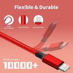 USB C Multi Charging Cable, (2 Pack 4FT), 3 in 1 Charging Cable Nylon Braided Universal Charging Cable with Type-C, Micro USB,IP Port for iPhone16/15 Series/Cell Phones & Pads and Other Devices