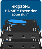 OREI 4K HDMI Extender Over IP CAT6-4K@30Hz One to Many Upto 400 Feet, Loop Out - Send to Multiple Location Over 1G Switch (HDS-EXM400-K)