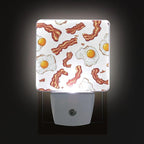 Pigsaly Led Night Light Vintage Bacon Tan Strips Fried Egg Night Light Plug in Wall Lamp Smart Dusk to Dawn Sensor Nightlight Led Lamp Energy Saving Lights Gift for Kids Room Bedroom Bathroom Hallway