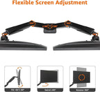Amazon Basics Gas Spring Dual Computer Monitor Arm Mount, Adjustable, Holds up to 27" Monitors, Black