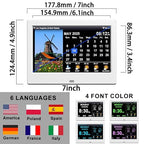 FEYBYLA 2025 New Digital Clock with Temperature/Humidity & Weather Forecast, Auto Time Sync Large Display, Custom Alarms & Medication Reminders, Ideal for Elderly(White, 7-Inch)