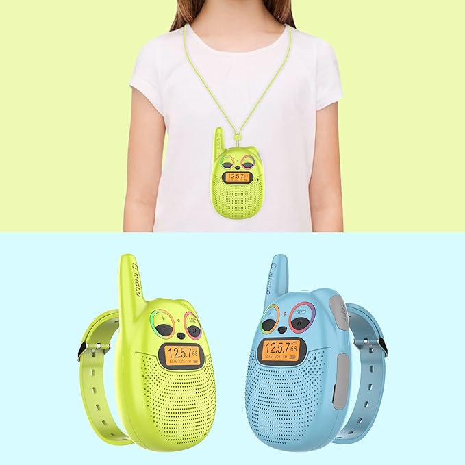 Qniglo Walkie Talkies for Kids Rechargeable 3 Pack, Spy Toys for 4 5 6 7 8 12 Year Old Girls Boys, Kids Walkie Talkies with FM for Outdoor Camping, Christmas Birthday Gifts for Kid Toddler Age 3-12