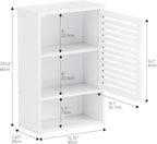 HITNET Bathroom Cabinet Over Toilet, White Medicine Cabinet, Hanging Cupboard with Single Door and Open Bottom Shelf, Wall Mounted Bamboo Storage Organizer