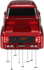WSTER WS-538 Retro Pickup Truck Bluetooth Replica Speaker – Portable Wireless Car Model Speaker with FM, TWS, LED Party Lights, USB/TF Playback, Built-in Microphone, Type-C, Surprise Gift(Red)
