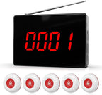 CallToU Wireless Calling System Caregiver Pager Call Button System with 5 Waterproof Call Buttons and 1 Number Receiver for Clinic Nurses Station Restaurant Nursing Home