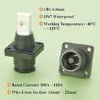 1 Set Battery Energy Storage Connector 120A 25mm² High Current HV Connectors Quick Plug Terminal Right Angle Plug and Socket IP67 Waterproof Power Adapter (Black, 120A)