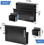 Litwaro Desk Side Storage, No Drill Laptop Holder with Magnetic Pen Holder, Clamp on Laptop Mount with Sticky Headphone Stand, Hanging Organizer for Office, Fits Flat Table Edge 0.4" to 2" (Black) | No Drill, Magnetic Pen Holder, Fits Flat Table Edge