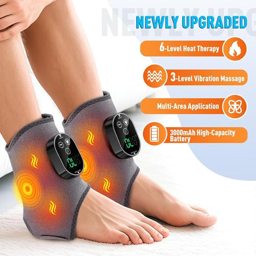 2-Pack Foot Renew Foot Massager, Ankle and Foot Massager for Pain Relief, Ankle Heating Pad with Massage, 6 Heat Levels & 3 Massage Modes with Timer (Grey)