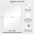 White Bathroom Vanity Mirror for Over Sink 30" x 40" Modern Rounded Corner Rectangle Wall Mirror Decorative with Non-Rusting Iron Metal Framed (Horizontal/Vertical)