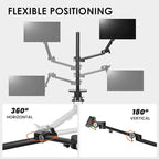 TARION Modular Desktop Arm Mount - 48cm / 19" Single Desk Stand with Tablet Holder & VESA Mount for Laptop Monitor 360° Adjustable - Compatible with 35mm Rod Lite Z Desktop - Titanrig Arm X