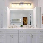 XPEHK 6-Light Bathroom Lighting Fixtures Over Mirror,Brushed Nickel Light Fixture Bathroom,Vanity Light with Clear Glass Shade,Modern Wall Lights for Mirror Bedroom Living Hallway
