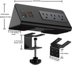 Upgraded Version Edge Mount Power Strip with USB-C Ports Tabletop Surge Protector Desk Clamp Power Sockets with 3 AC Outlets &4 Fast Charging USB Ports for Home Office Hotel Dormitory (White- 1pack)