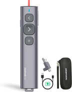 Norwii N95 Presentation Clicker with USB-A&C Receiver, PowerPoint Clicker for Presentation Remote, Rechargeable Wireless Presenter Pointer, Slide Advancer for PC/Laptop/e-Book(Red, USB-AC)