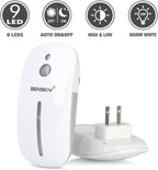Sensky [2 Pack Plug in Night Light with Auto Dusk to Dawn Sensor, Brightness Adjustable, Dimmable Night Light for Bathroom, Kitchen, Hallway, Stairs, Garages (with Front Light and Back Light)